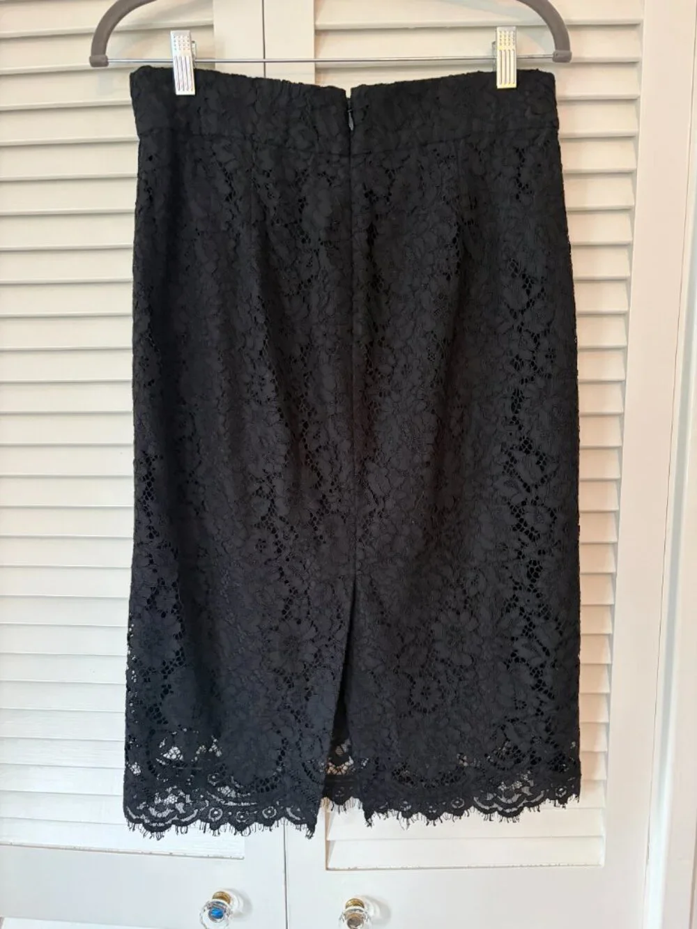 J. Crew midi Pintucked Pencil Skirt 6 black lace